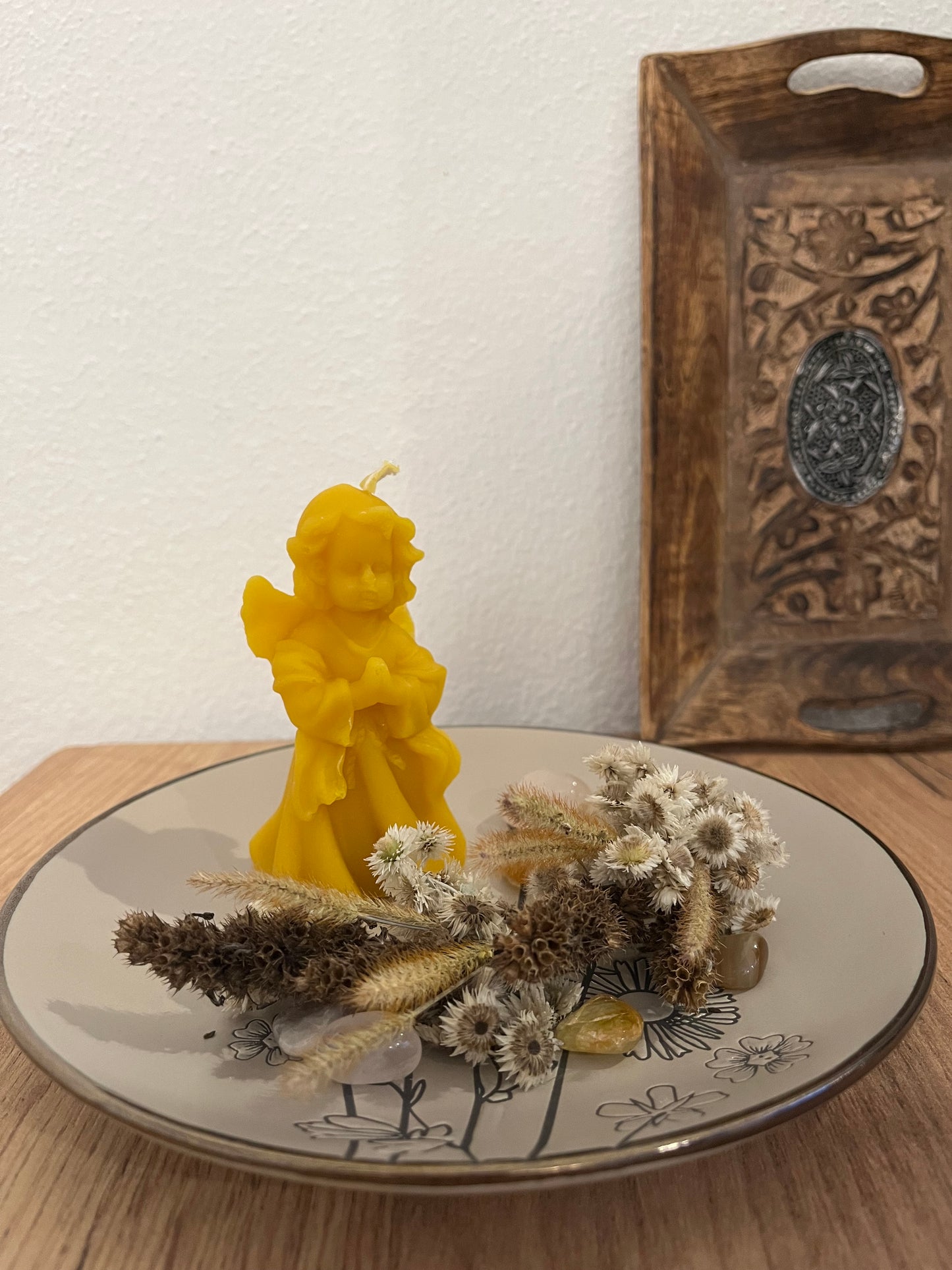 Bienenwachskerze Engel antik